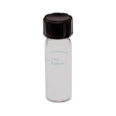 51420. VIAL VIDRIO CLARO 4ML, ROSCA 13-425, 15 X 45MM C/TAPA NEGRA, LINER PLASTICO C/144 - KIMBLE