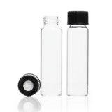 30119. VIAL VIDRIO CLARO 16ML C/TAPA ABIERTA DE POLIPROPILENO NEGRO C/SEPTA DE SILICON REVESTIDA DE TEFLON ROSCA 18-400 C/144 KIMBLE