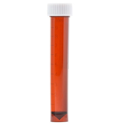29354. TUBO DE POLIPROPILENO AMBAR 10ML, 16X92MM, FONDO CONICO, GRADUADO C/TAPON DE ROSCA BLANCO, NO ESTERIL C/1000 GLOBE SCIENTIFIC