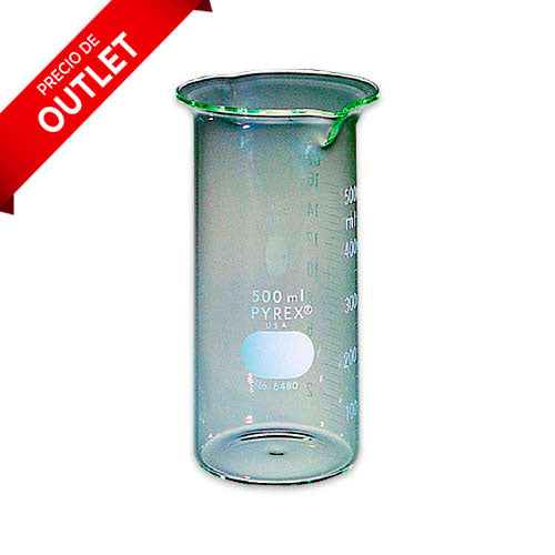 15277. VASO DE VIDRIO FARMACEUTICO 500ML DOBLE PICO Y GRADUACION - PYREX