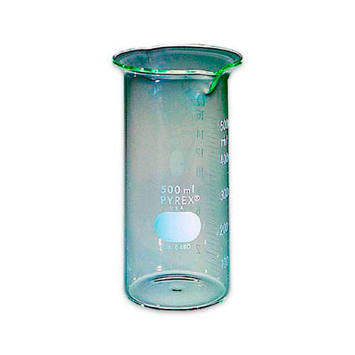 15277. VASO DE VIDRIO FARMACEUTICO 500ML DOBLE PICO Y GRADUACION - PYREX
