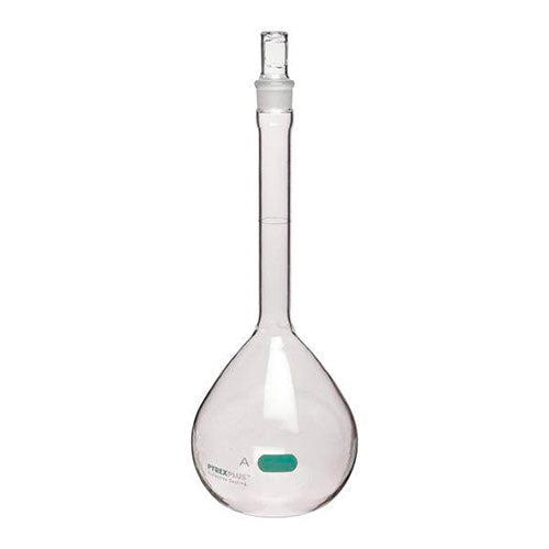 1247. MATRAZ VOLUMETRICO DE VIDRIO 1LT CLASE A, TAPON ESMERILADO CUBIERTA PROTECTORA DE PVC - PYREXPLUS