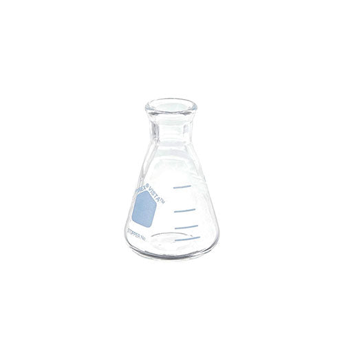 3483. MATRAZ ERLENMEYER DE VIDRIO 25ML BOCA ANGOSTA REUSABLE USO RUDO PAQUETE C/5 PIEZAS - PYREX VISTA