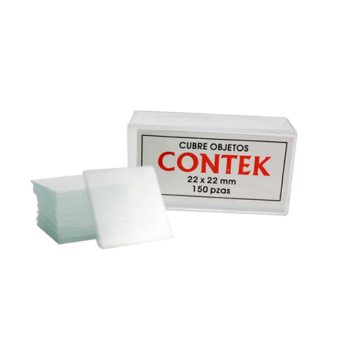 882. CUBREOBJETOS DE VIDRIO 22X22MM, CAJA C/5 PAQUETES C/150 PIEZAS - CONTEK