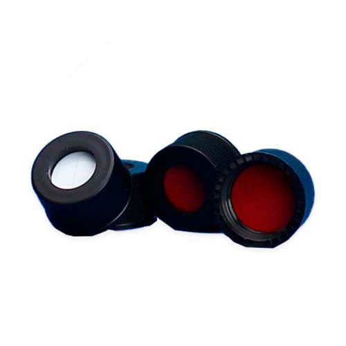 12053. TAPA ABIERTA DE POLIPROPILENO NEGRO 13-425MM C/SEPTA ROJO TEFLON/SILICON 0.065PULG PAQUETE C/100 PIEZAS FINNERAN