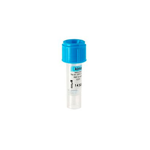51389. TUBO MICROTEST P/TOMA DE MUESTRAS PEDIATRICAS, COLOR AZUL 500UL CITRATO DE SODIO AL 3.2%, REGISTRO SANITARIO 2177R2023 SSA C/50 - VACUTEST KIMA