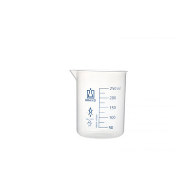 56958. VASO DE PRECIPITADO DE POLIMETILPENTANO 250ML FORMA BAJA GRADUADO COLOR AZUL C/3 BRAND