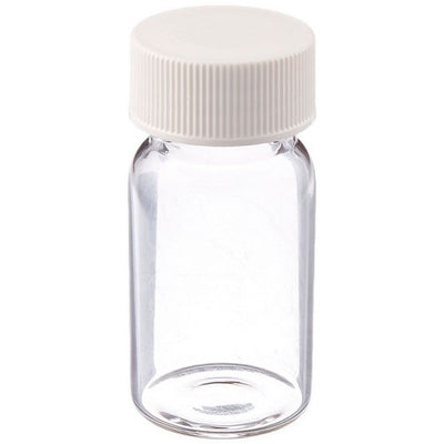 28759. VIAL VIDRIO CLARO 20ML TAPA DE POLIPROPILENO SOLIDA COLOR BLANCA 24-400MM, LINER DE TEFLON C/100 FINNERAN