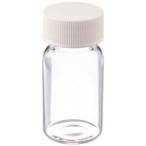 28759. VIAL VIDRIO CLARO 20ML TAPA DE POLIPROPILENO SOLIDA COLOR BLANCA 24-400MM, LINER DE TEFLON C/100 FINNERAN