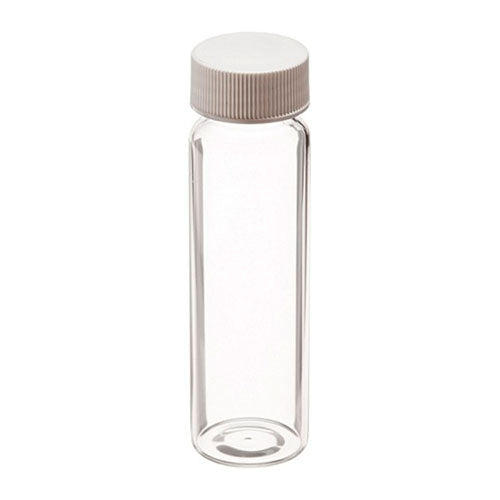 30295. VIAL VIDRIO CLARO 60ML C/TAPA SOLIDA DE POLIPROPILENO BLANCO 24-40MM Y REVESTIMIENTO DE TEFLON C/72 FINNERAN