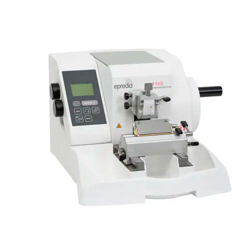 51201. MICROTOMO ROTATORIO ELECTRONICO SEMI AUTOMATIZADO MOD. HM340E (INCLUYE REPELENTE 100ML, HERRAMIENTAS, PLACA, GUARDAPOLVO, MANUAL, PINZA DE CASSETE Y PORTACUCHILLAS) 115V, 60HZ- EPREDIA