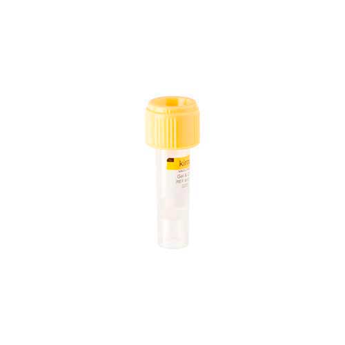 1000. TUBO MICROTEST PARA TOMA DE PRUEBAS PEDRIATICAS COLOR ORO CON GEL MAS ACTIVADOR DE COAGULO 800UL C/50  KIMA