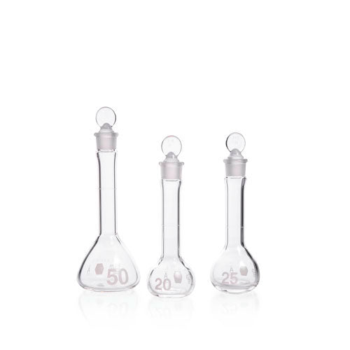 24110. MATRAZ VOLUMETRICO DE VIDRIO 500ML CLASE A, BOCA ANCHA C/TAPON DE VIDRIO PENNYHEAD KIMAX