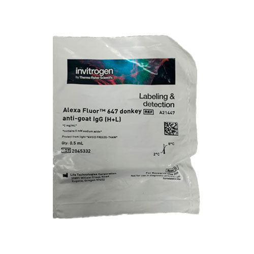 51787. DONKEY ANTI-GOAT IGG (H+L) CROSS-ADSORBED SECONDARY ANTIBODY, ALEXA FLUOR 647, 1MG - INVITROGEN