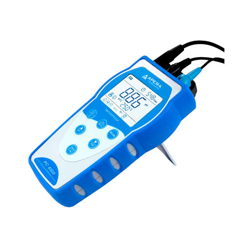51203. MEDIDOR DE PH/CONDUCTIVIDAD PORTATIL MOD. PC8500 C/REGISTRADOR DE DATOS GLP Y USB INCLUYE ELECTRODO DE PH / TEMP/ ELECTRODO CONDUCTIVAD Y ESTANDARES - APERA