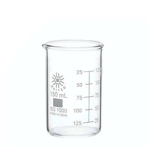 22875. VASO DE PRECIPITADO DE VIDRIO 150ML FORMA BAJA PAQUETE C/5 PIEZAS UNITED SCIENTIFIC