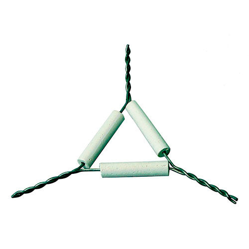 22872. TRIANGULO DE ALAMBRE C/TUBOS DE ARCILLA P/QUEMADOR, LARGO 2PULG PAQUETE C/5 PIEZAS UNITED SCIENTIFIC