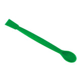28424. ESPATULA DOBLE C/CUCHARA DE PLASTICO ABS VERDE, LARGO 180MM CAJA C/3 PAQUETES C/6 PIEZAS CRM