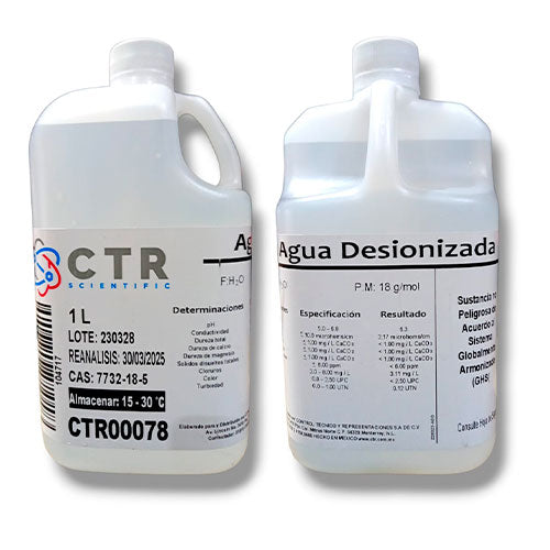 28701. AGUA DESIONIZADA PLASTICO 1LT (PAQUETE C/5 PIEZAS) CTR