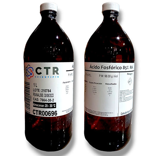 51853. ACIDO FOSFORICO RA 85% VIDRIO AMBAR 1LT CTR