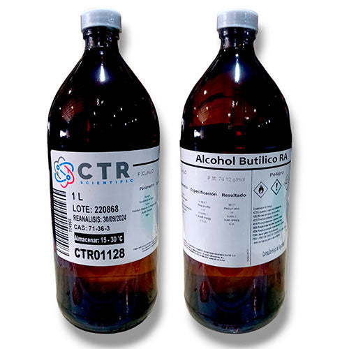 28702. ALCOHOL BUTILICO RA VIDRIO AMBAR 1LT CTR