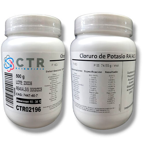 50894. CLORURO DE POTASIO RA ACS PLASTICO 500GR - CTR