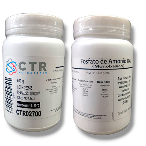 28565. FOSFATO DE AMONIO MONOBASICO RA PLASTICO 500GR CTR