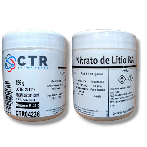 28572. NITRATO DE LITIO RA PLASTICO 125GR CTR