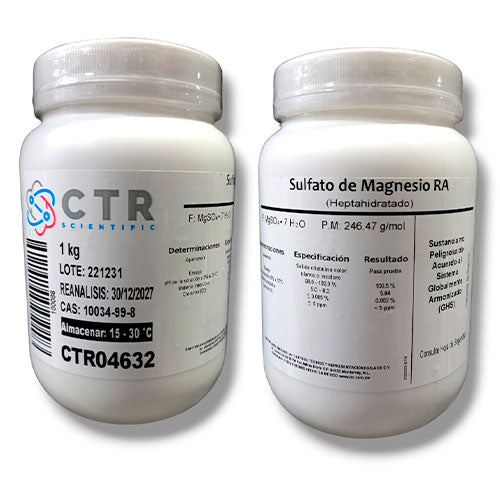 50943. SULFATO DE MAGNESIO HEPTAHIDRATADO RA PLASTICO 1KG - CTR