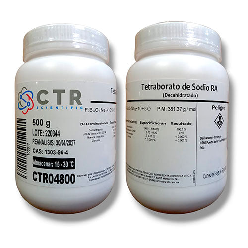 28582. TETRABORATO DE SODIO DECAHIDRATADO RA PLASTICO 500GR CTR