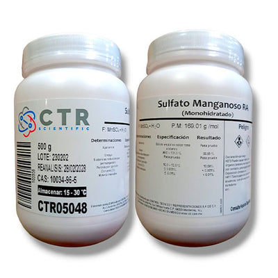 50966. SULFATO MANGANOSO MONOHIDRATADO RA PLASTICO 500GR - CTR