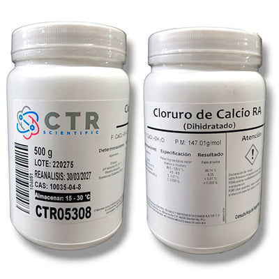 28555. CLORURO DE CALCIO DIHIDRATADO RA PLASTICO 500GR CTR