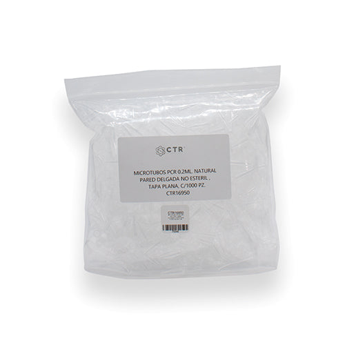 5771. MICROTUBOS PCR 0.2ML NATURAL PARED DELGADA C/TAPA PLANA C/1000 PIEZAS - CTR