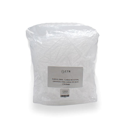 5777. PUNTAS 200UL CLARAS NO ESTERIL UNIVERSAL P/CARGA DE GELES C/1000 PIEZAS - CTR
