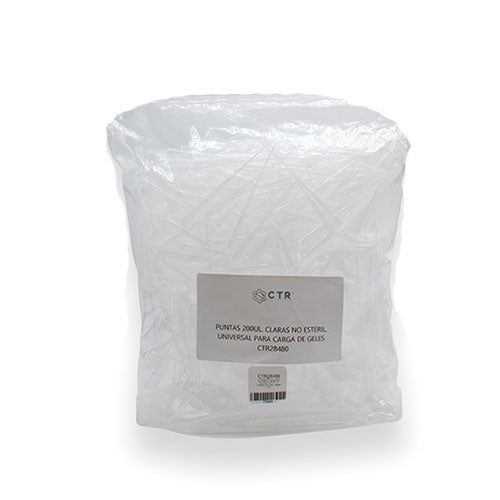 5777. PUNTAS 200UL CLARAS NO ESTERIL UNIVERSAL P/CARGA DE GELES C/1000 PIEZAS - CTR