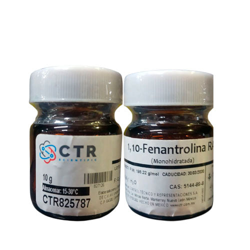 52185. 1,10-FENANTROLINA MONOHIDRATADA VIDRIO AMBAR 10GR - CTR