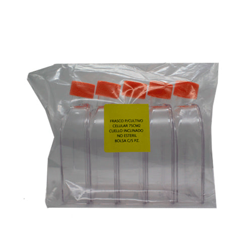 27628. FRASCO P/CULTIVO CELULAR 75CM2 CUELLO INCLINADO NO ESTERIL BOLSA C/5 PZAS