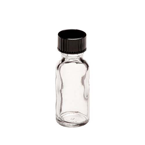 2093. FRASCO DE VIDRIO CLARO 30ML TIPO BOSTON, TAPA FENOLICA C/LINER CONICO DE POLIETILENO PAQUETE C/10 PIEZAS - FINNERAN