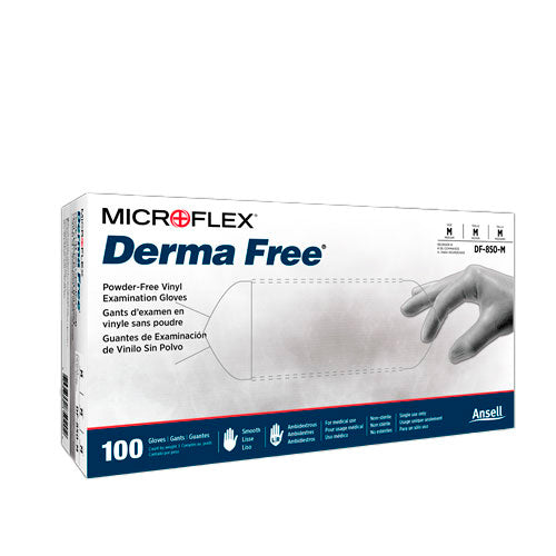 23763. GUANTES DE VINILO TRANSPARENTE SIN POLVO DERMA FREE TALLA CHICA PAQUETE C/100 PIEZAS MICROFLEX