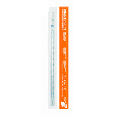 10933. PIPETA SEROLOGICA DE VIDRIO 10ML(1/10) DESECHABLE NO ESTERIL CODIGO COLOR NARANJA C/100, 72120-10110 KIMAX