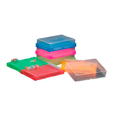 979. GRADILLA P/TUBOS PCR 0.2ML, TIRAS DE 8-12 TUBOS Y PLACA 96 POZOS, POLIPROPILENO AZUL, T328-96B SIMPORT