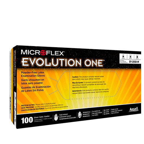 23363. GUANTES DE LATEX NATURAL TEXTURIZADO EVOLUTION ONE TALLA CHICA PAQUETE C/100 PIEZAS MICROFLEX