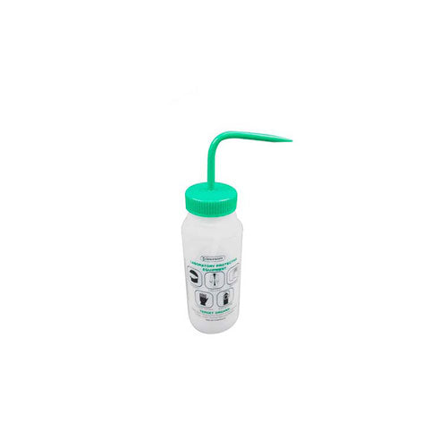 22203.  PIZETA (FRASCO LAVADOR) 500ML ACETATO DE ETILO, BOCA ANCHA SALIDA SUPERIOR C/TAPA VERDE, LDPE BEL-ART