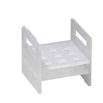 31143. GRADILLA P/12 CUBETAS DE ESPECTROFOTOMETRO 10MM POLIPROPILENO COLOR BLANCO 117 X 108 X 111MM BEL-ART