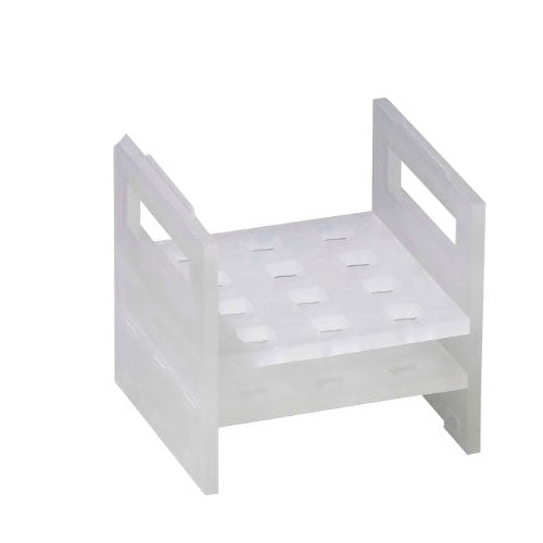 31143. GRADILLA P/12 CUBETAS DE ESPECTROFOTOMETRO 10MM POLIPROPILENO COLOR BLANCO 117 X 108 X 111MM BEL-ART