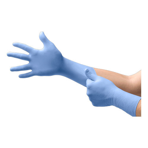 52231. GUANTES DE NITRILO AZUL SIN POLVO, PUÑO EXTENDIDO FREEFORM EC TALLA CHICA C/50 - MICROFLEX
