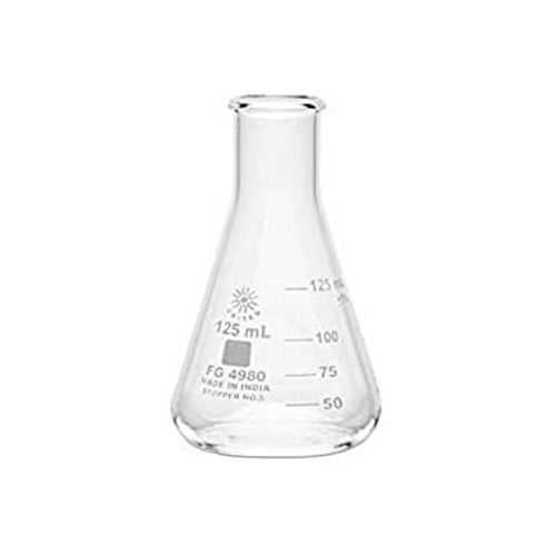 21113. MATRAZ ERLENMEYER DE VIDRIO 125ML BOCA ANGOSTA PAQUETE C/2 PIEZAS - UNITED SCIENTIFIC