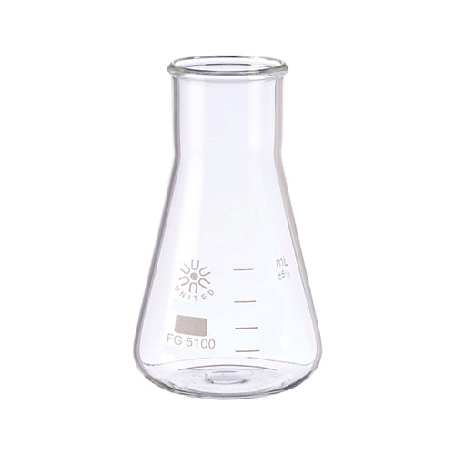 22832. MATRAZ ERLENMEYER DE VIDRIO 250ML BOCA ANCHA PAQUETE C/5 PIEZAS UNITED SCIENTIFIC