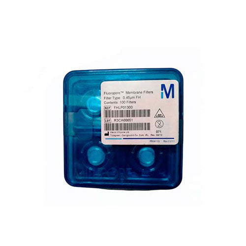 7124. MEMBRANA FILTRANTE PTFE 13MM 0.5UM FLUOROPORE HIDROFOBA BLANCA SUPERFICIE LISA C/100 - MILLIPORE