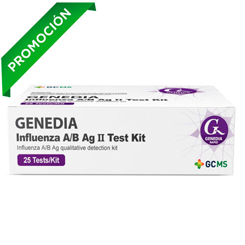 31663. PRUEBA RAPIDA GENEDIA INFLUENZA A/B ANTIGEN II  C/25 PRUEBAS, GREEN CROSS MEDICAL REGISTRO SANITARIO 1569R2018 SSA